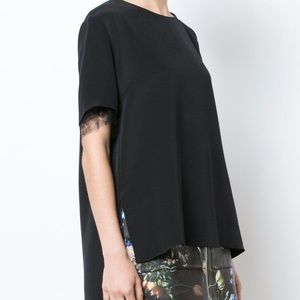 Adam Lippes silk crepe top with lace trim